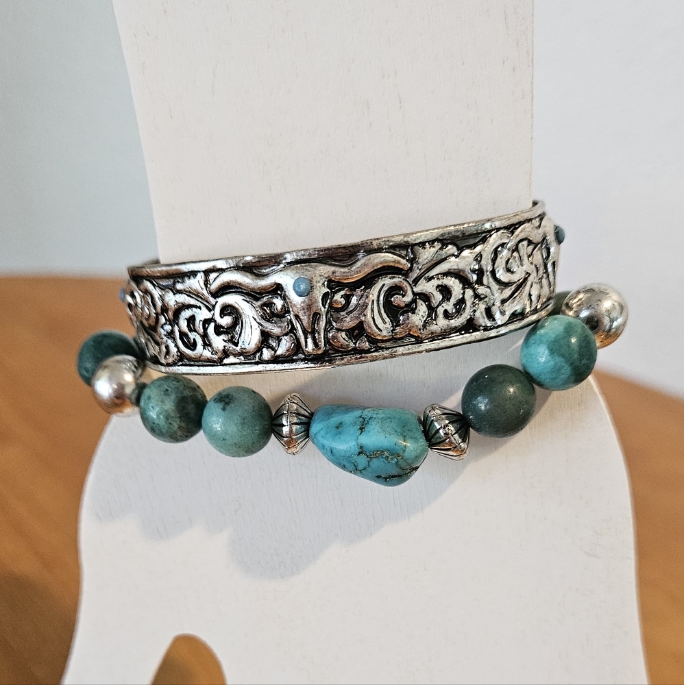 NWT'S - SHYANNE - Silver and Beaded Bracelet Set - 2 Bracelets